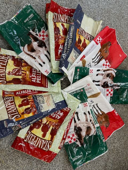 10 Empty Feed Bags (Variety) - for Crafts Totes